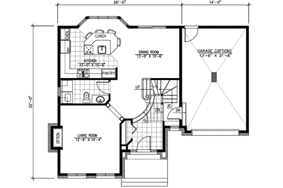 Floor Plan - Main Floor for European House Plan #138-176 - 3 bed, 1.5 bath