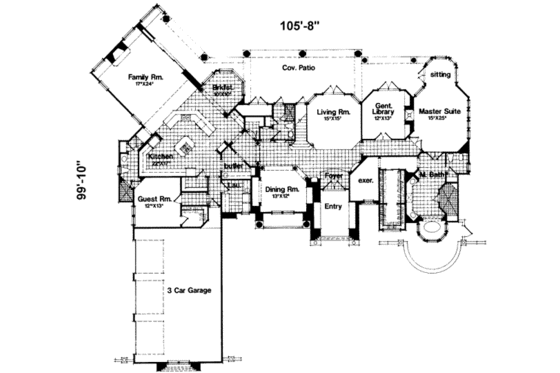 Floor Plan - Main Floor for European House Plan #135-107 - 5 bed, 5 bath