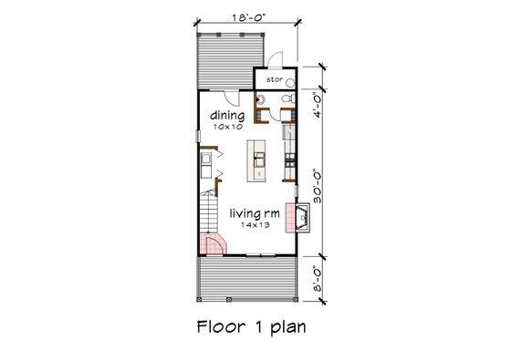 Floor Plan - Main Floor for Craftsman House Plan #79-133 - 2 bed, 2.5 bath