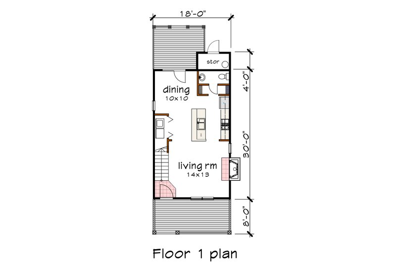 Architectural House Design - Floor Plan - Main Floor for Craftsman House Plan #79-133 - 2 bed, 2.5 bath