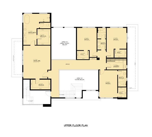 Contemporary Floor Plan - Upper Floor Plan #1066-255