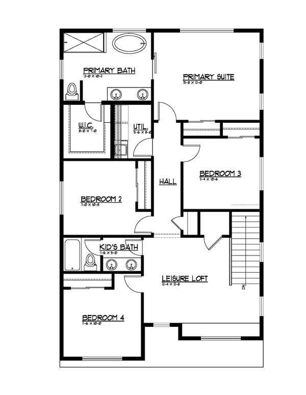 Traditional Floor Plan - Upper Floor Plan #569-94