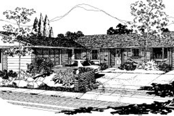 Exterior - Front Elevation for Ranch House Plan #303-419 - 2 bed, 1 bath