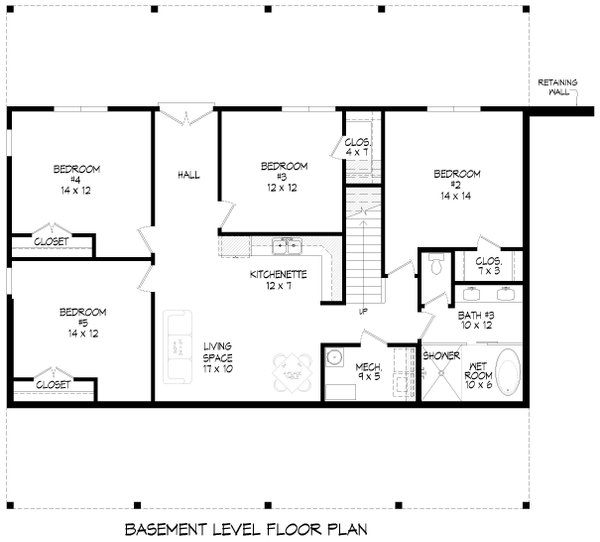 Country Floor Plan - Lower Floor Plan #932-1256