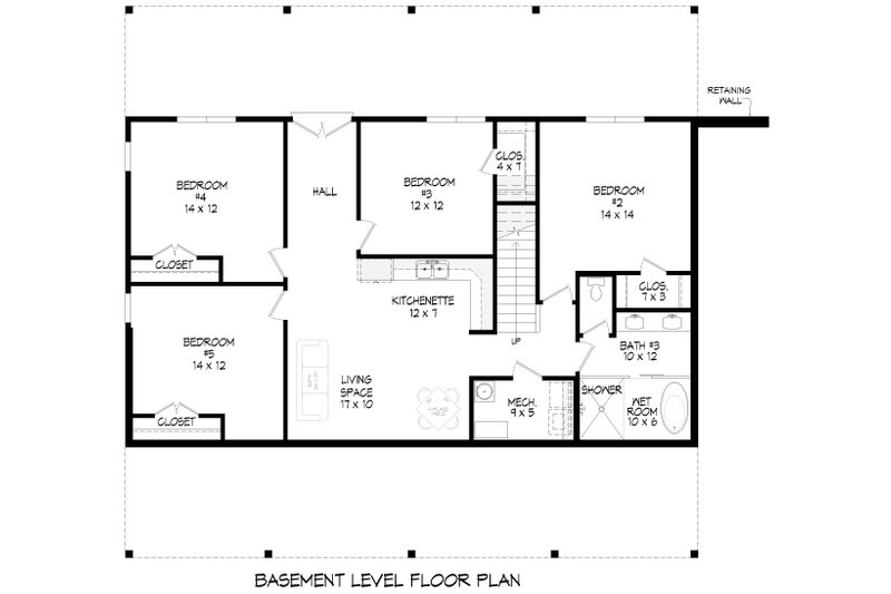 Architectural House Design - Floor Plan - Lower Floor for Country House Plan #932-1256 - 5 bed, 3 bath