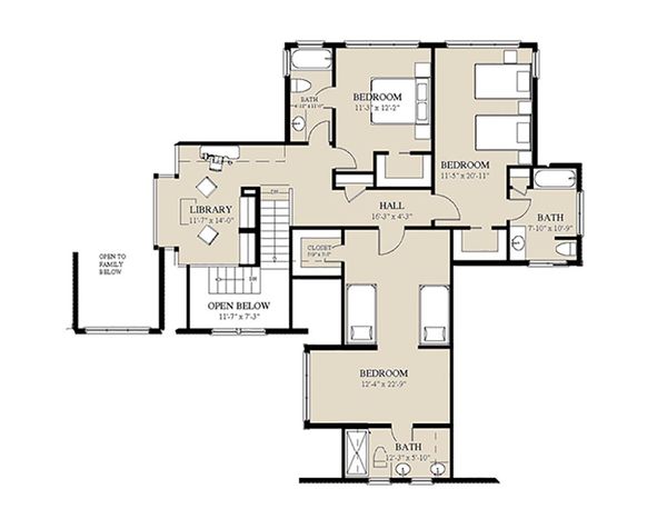 Craftsman Floor Plan - Upper Floor Plan #921-3