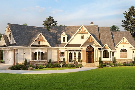 Exterior - Front Elevation 5 for Craftsman House Plan #54-571 - 4 bed, 2.5 bath