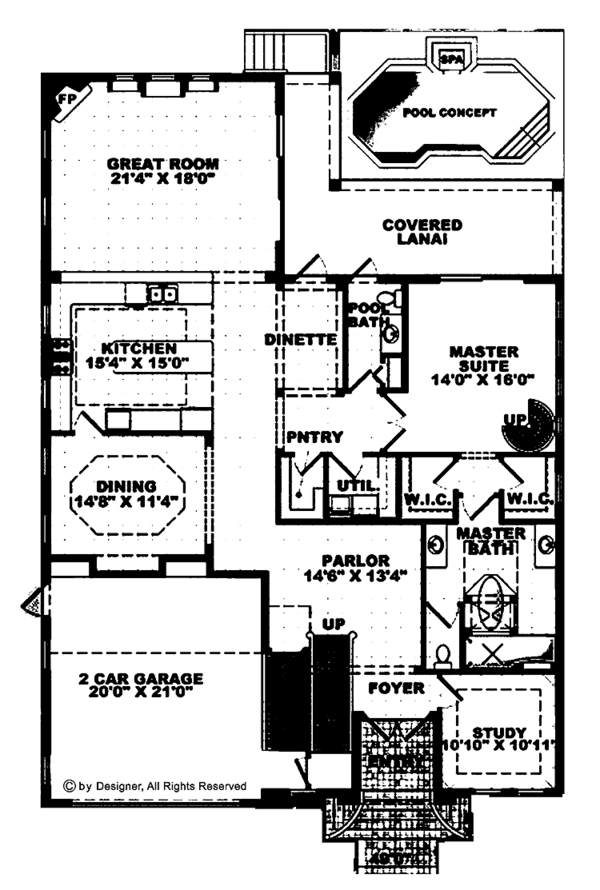 Architectural House Design - Mediterranean Floor Plan - Main Floor Plan #1017-37