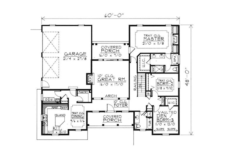 Home Plan - Floor Plan - Main Floor for Country House Plan #1037-33 - 2 bed, 2 bath