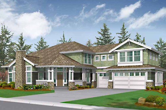 Exterior - Front Elevation 3 for Craftsman House Plan #132-450 - 6 bed, 3.5 bath