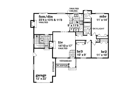 Floor Plan - Main Floor for Country House Plan #47-1006 - 3 bed, 2 bath