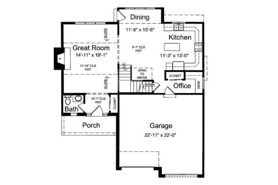Floor Plan - Main Floor for Traditional House Plan #46-423 - 3 bed, 2.5 bath