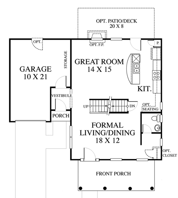 Home Plan - Colonial Floor Plan - Main Floor Plan #1053-63