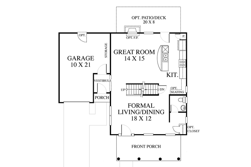 Dream House Plan - Floor Plan - Main Floor for Colonial House Plan #1053-63 - 3 bed, 2.5 bath