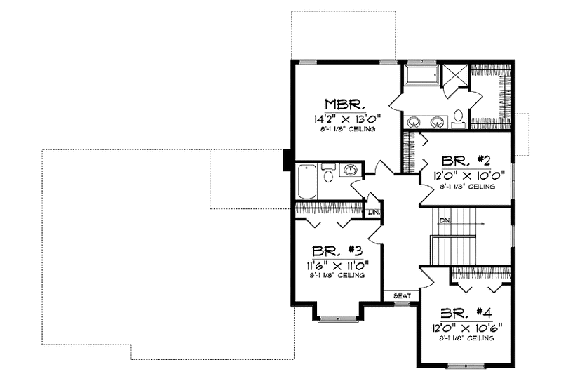 Architectural House Design - Floor Plan - Upper Floor for Country House Plan #70-1379 - 4 bed, 2.5 bath