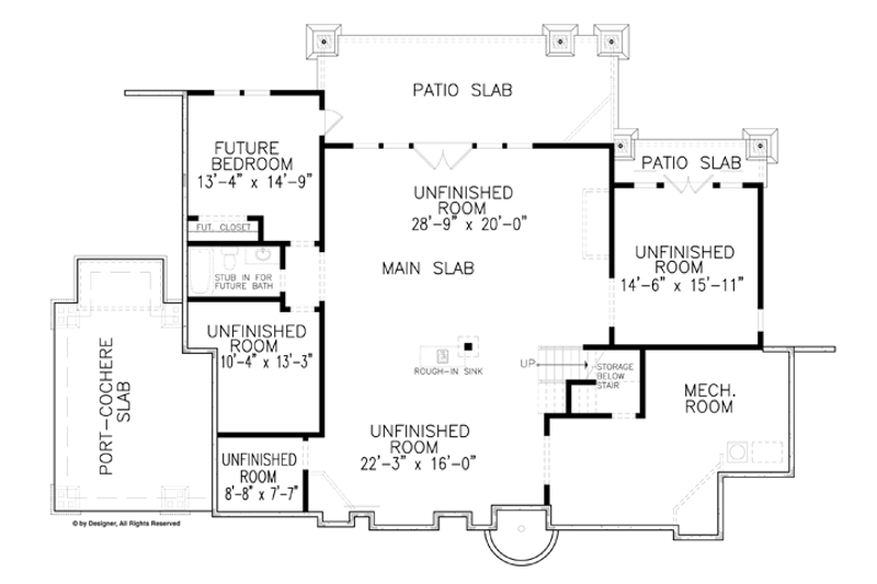 Dream House Plan - Floor Plan - Lower Floor for Craftsman House Plan #54-371 - 3 bed, 2 bath