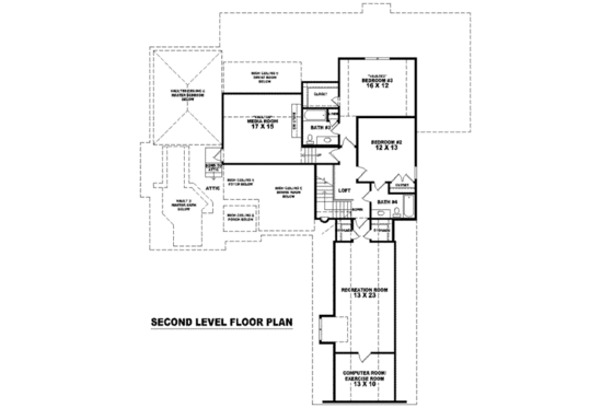 Floor Plan - Upper Floor for European House Plan #81-1290 - 3 bed, 4 bath