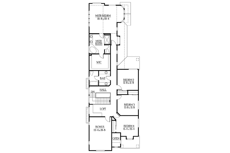 Home Plan - Floor Plan - Upper Floor for Craftsman House Plan #132-385 - 4 bed, 2.5 bath