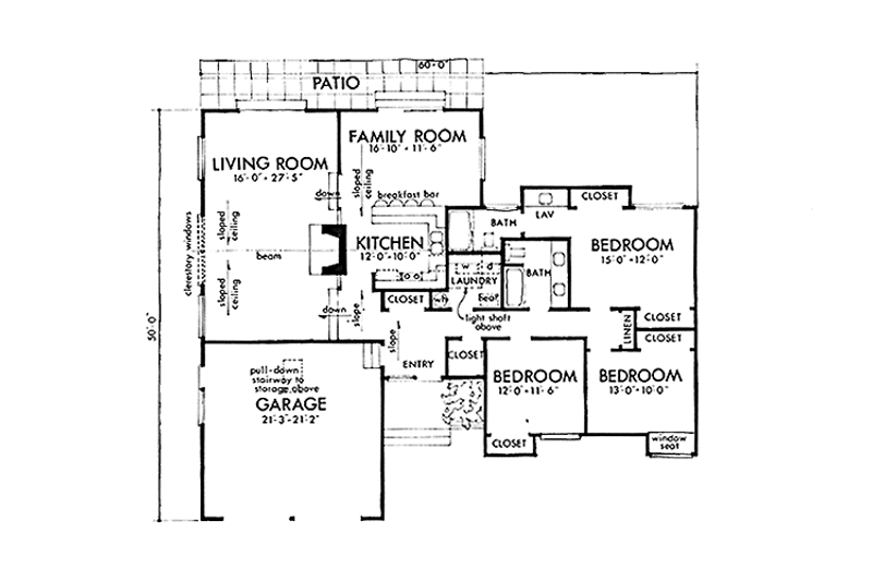 Architectural House Design - Floor Plan - Main Floor for Contemporary House Plan #320-1303 - 3 bed, 2 bath