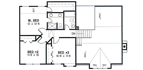 Traditional Floor Plan - Upper Floor Plan #67-638