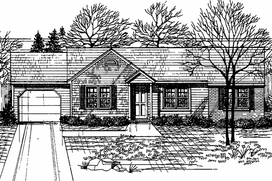 Exterior - Front Elevation 3 for Ranch House Plan #30-231 - 3 bed, 2 bath