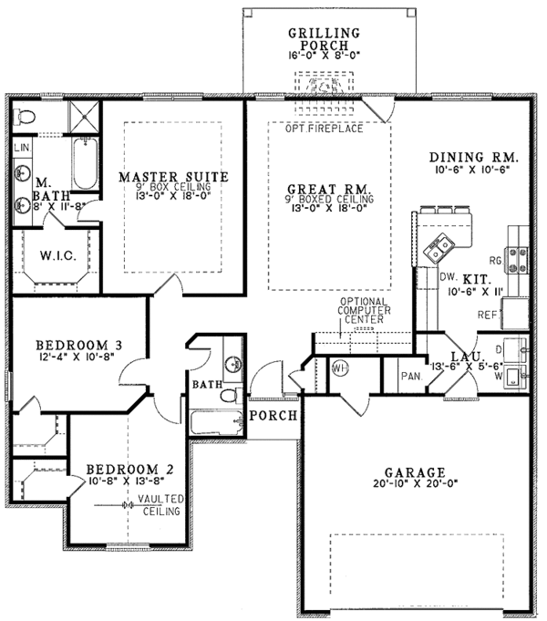 Architectural House Design - Ranch Floor Plan - Main Floor Plan #17-3107