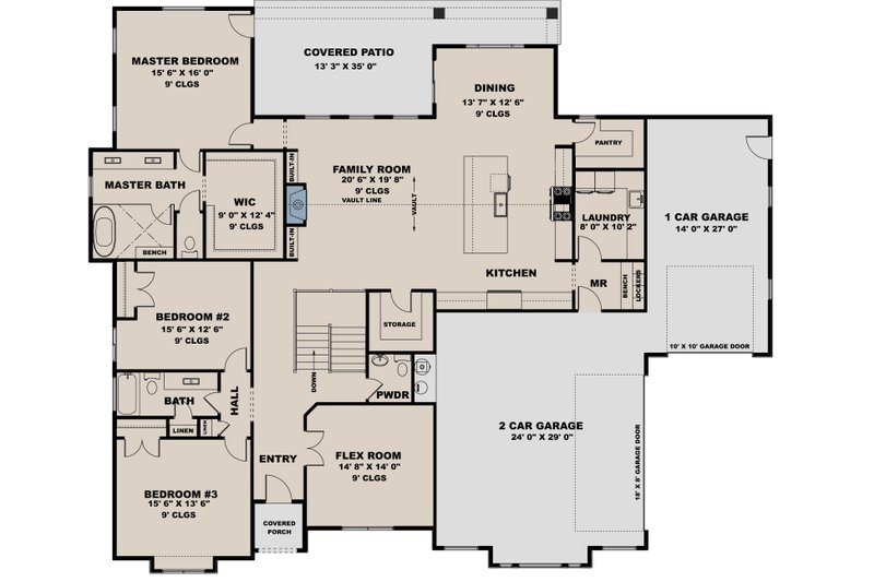 Home Plan - Floor Plan - Main Floor for Craftsman House Plan #1111-42 - 3 bed, 2.5 bath