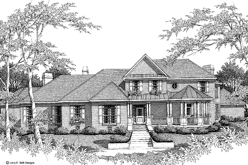 House Blueprint - Exterior - Front Elevation 3 for Colonial House Plan #952-138 - 4 bed, 4 bath
