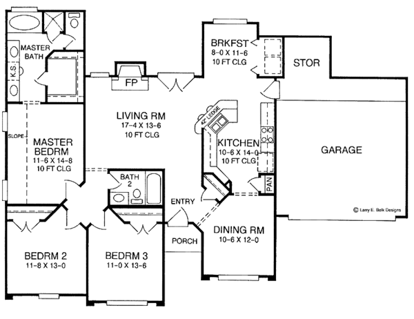 House Design - Ranch Floor Plan - Main Floor Plan #952-57