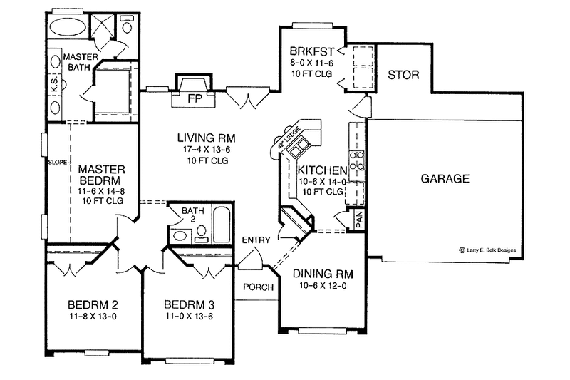 Home Plan - Floor Plan - Main Floor for Ranch House Plan #952-57 - 3 bed, 2 bath