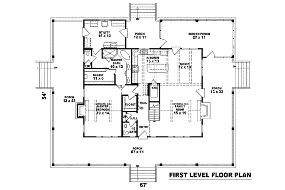 Floor Plan - Main Floor for Country House Plan #81-821 - 3 bed, 2.5 bath