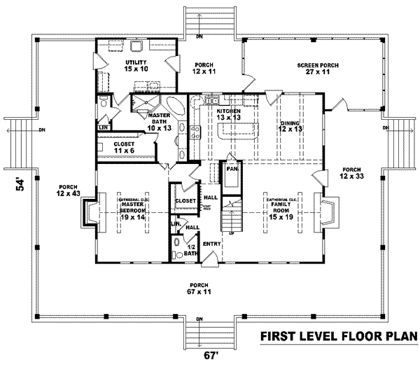 Floor Plan - Main Floor for Country House Plan #81-821 - 3 bed, 2.5 bath