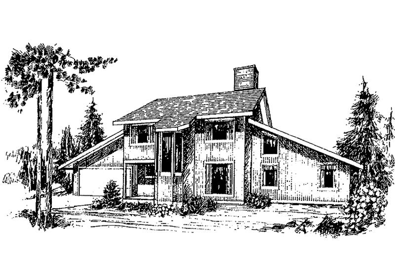Home Plan - Exterior - Front Elevation 3 for Contemporary House Plan #60-951 - 3 bed, 2.5 bath