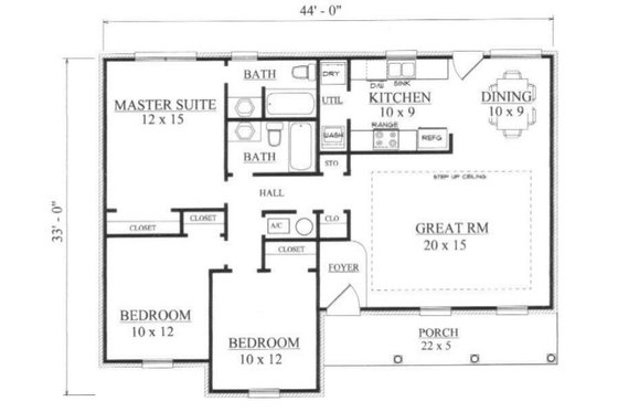 Floor Plan - Main Floor for European House Plan #14-247 - 3 bed, 2 bath