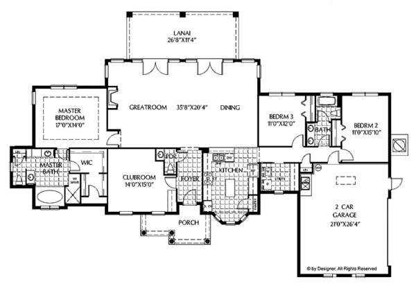 House Plan Design - Mediterranean Floor Plan - Main Floor Plan #999-147