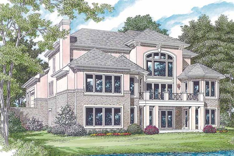 Home Plan - Exterior - Rear Elevation for Mediterranean House Plan #453-353 - 4 bed, 3.5 bath