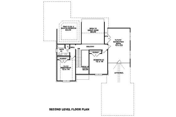 Floor Plan - Upper Floor for European House Plan #81-1145 - 4 bed, 3 bath