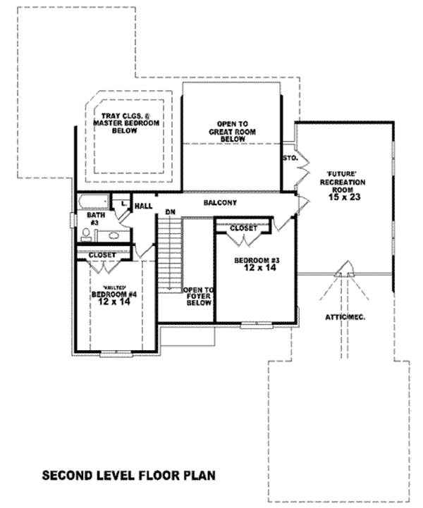 Floor Plan - Upper Floor for European House Plan #81-1145 - 4 bed, 3 bath