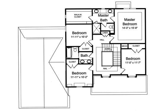 Floor Plan - Upper Floor for Traditional House Plan #46-878 - 4 bed, 2.5 bath