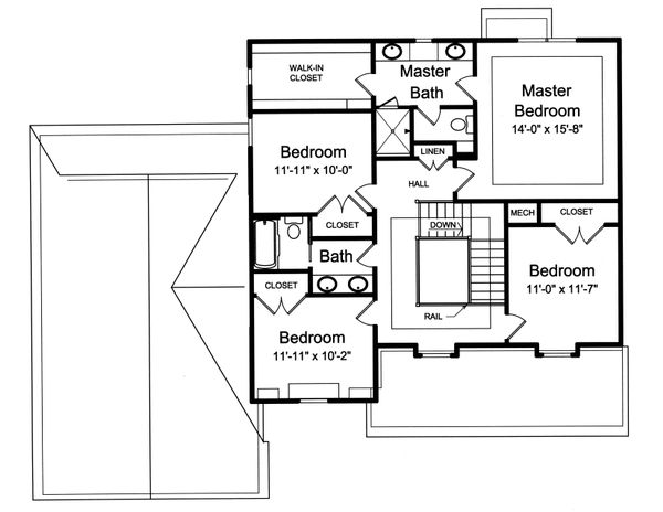 Traditional Floor Plan - Upper Floor Plan #46-878