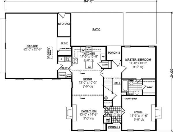 Home Plan - Colonial Floor Plan - Main Floor Plan #45-444