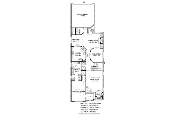 Floor Plan - Main Floor for European House Plan #424-151 - 3 bed, 2.5 bath