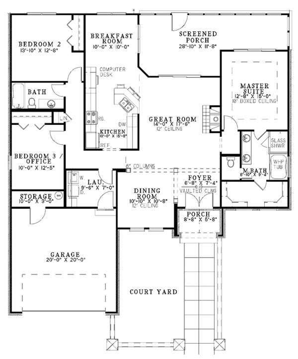 House Design - Mediterranean Floor Plan - Main Floor Plan #17-2919