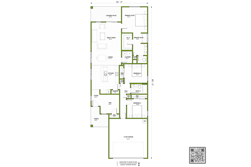 Home Plan - Floor Plan - Main Floor for Adobe / Southwestern House Plan #1106-4 - 3 bed, 2 bath