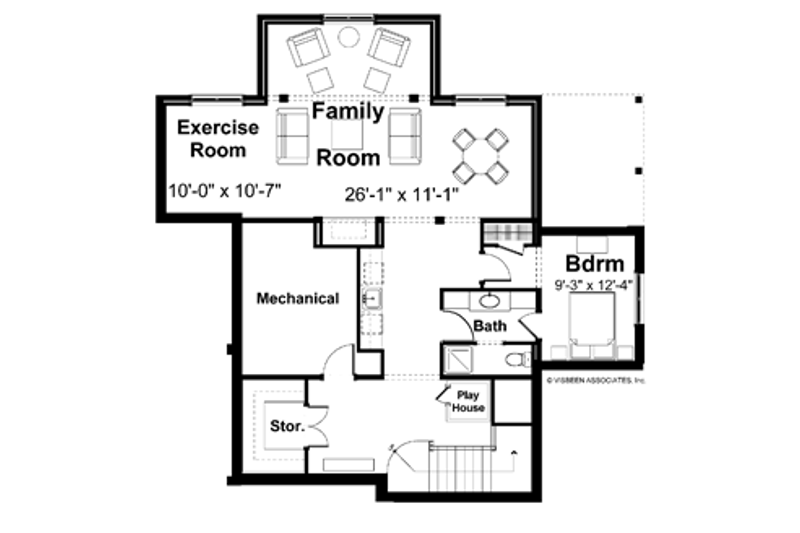 Home Plan - Floor Plan - Lower Floor 1 for Craftsman House Plan #928-18 - 4 bed, 2.5 bath