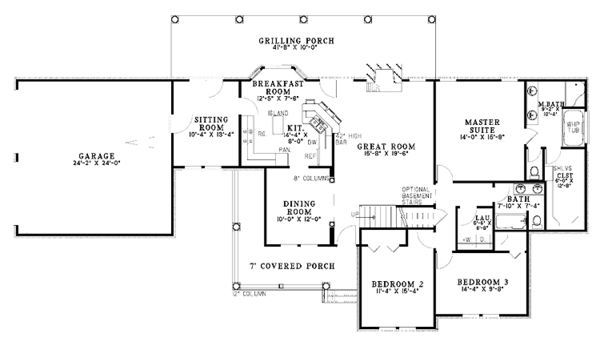 Dream House Plan - Country Floor Plan - Main Floor Plan #17-2827
