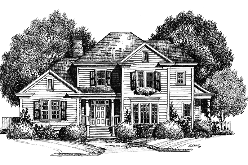 Dream House Plan - Colonial Exterior - Front Elevation Plan #429-158