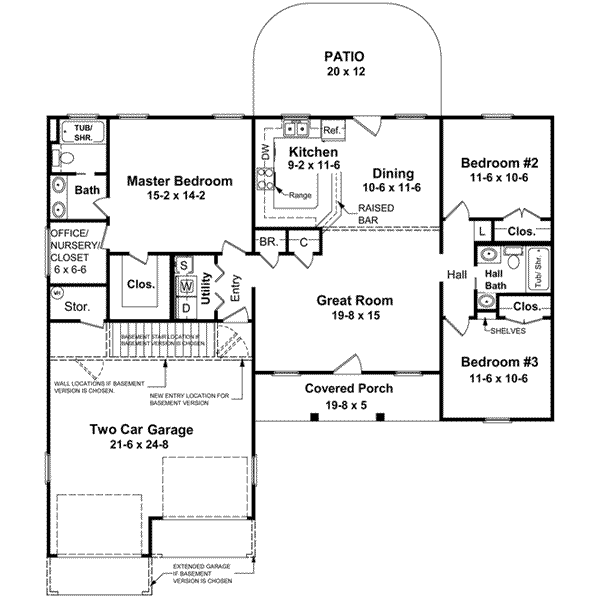 House Design - Ranch Floor Plan - Main Floor Plan #21-165