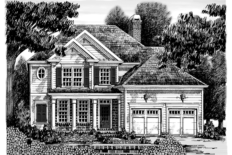 House Blueprint - Exterior - Front Elevation 4 for Colonial House Plan #927-872 - 3 bed, 2.5 bath