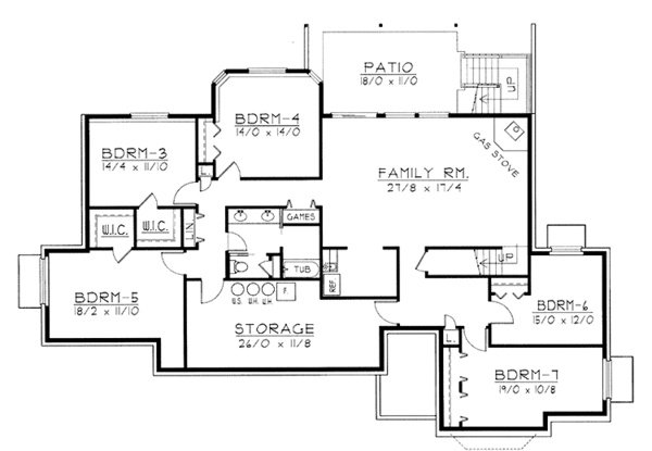 House Blueprint - Traditional Floor Plan - Lower Floor Plan #1037-19